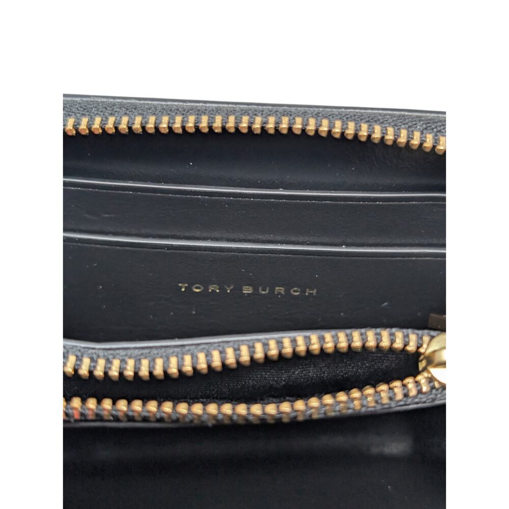 Tory Burch Small Kira Diamond Quilt Charm Zip Wallet Black Leather - Picture 8 of 9